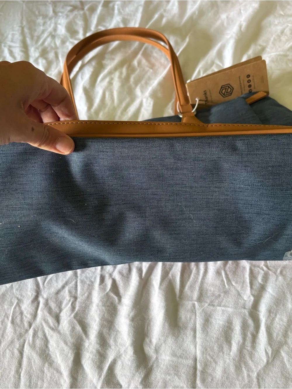 NWT Nordace Women's Laptop Tote Bag in Dark Blue with Tan Trim- Siena pro tote